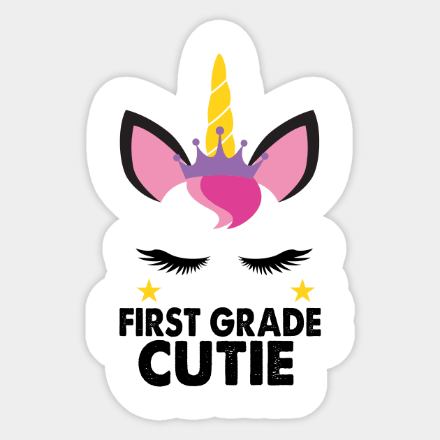 First Grade Cutie T Shirt Unicorn 1st Grader Girl Sticker by Simpsonfft